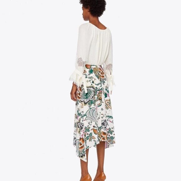 TORY BURCH 100% SILK WILLOW BLOUSE Ivory Top Lace - Picture 3 of 11